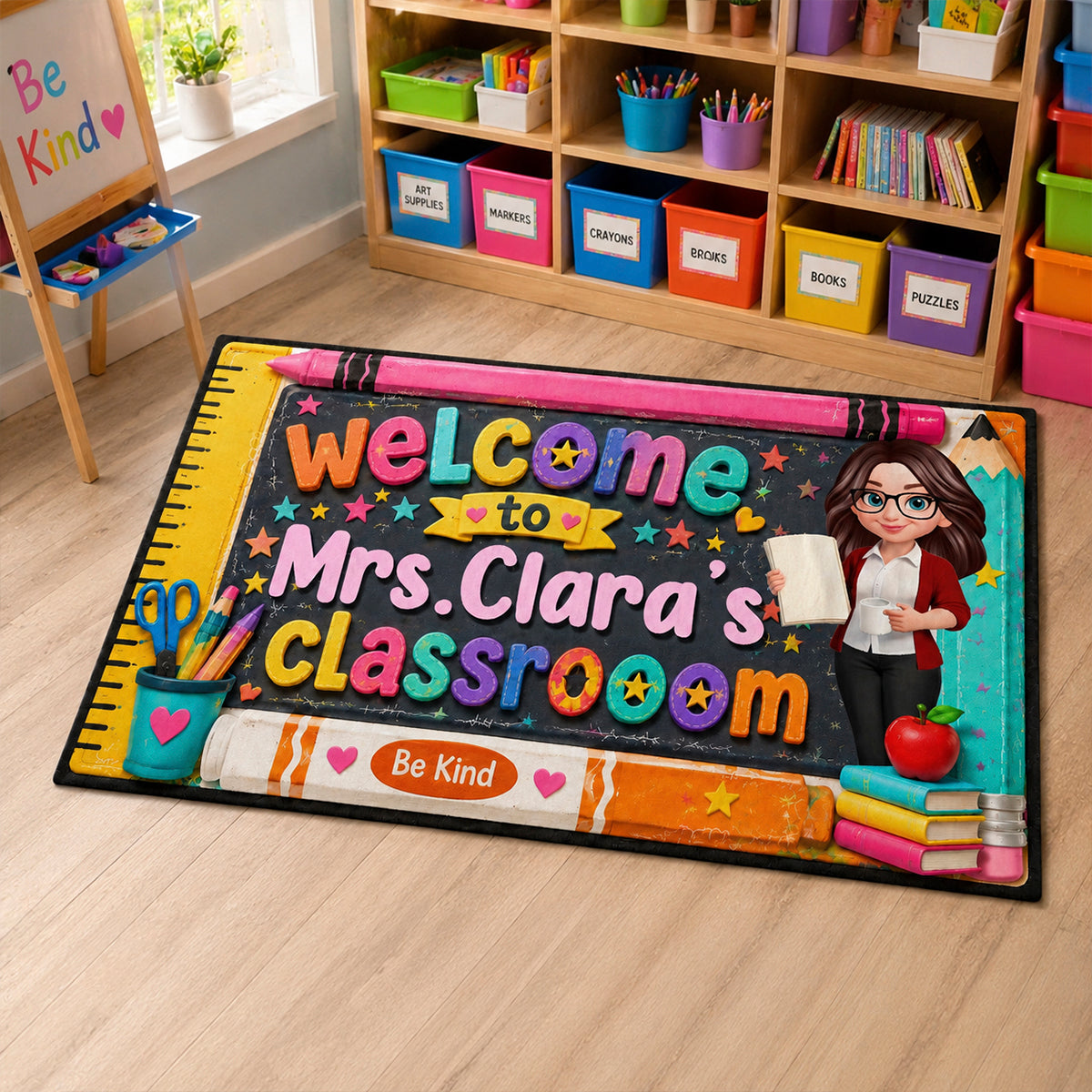 Be Kind Warm Welcome Teacher - Personalized Doormat - Back To School Gift For Teacher, Classroom Decor