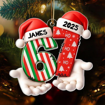 Custom Name Viral Trend Six Seven - Personalized Acrylic Ornament - Chistmas Gift for Kid, Grandkids