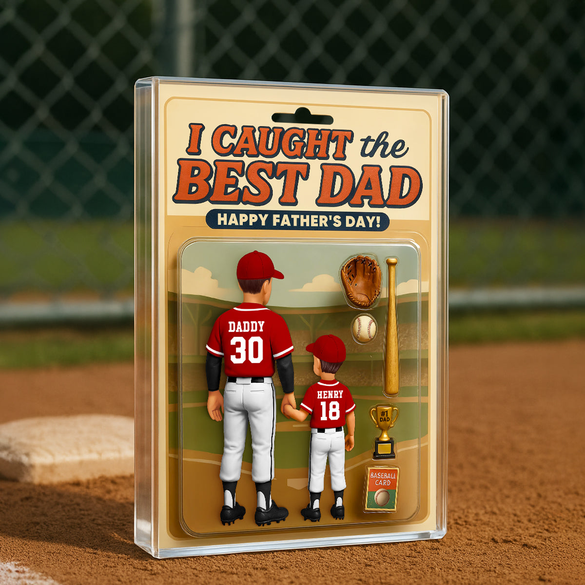 We Caught the Best Dad Baseball Custom Figure Personalized Acrylic Block Plaque, Custom Jersey, Father's Day Gift for Dad, Gift for Husband