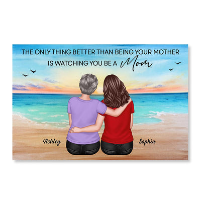 Watching You Be A Mom Back View Mom Daughter & Grandchildren Personalized Poster