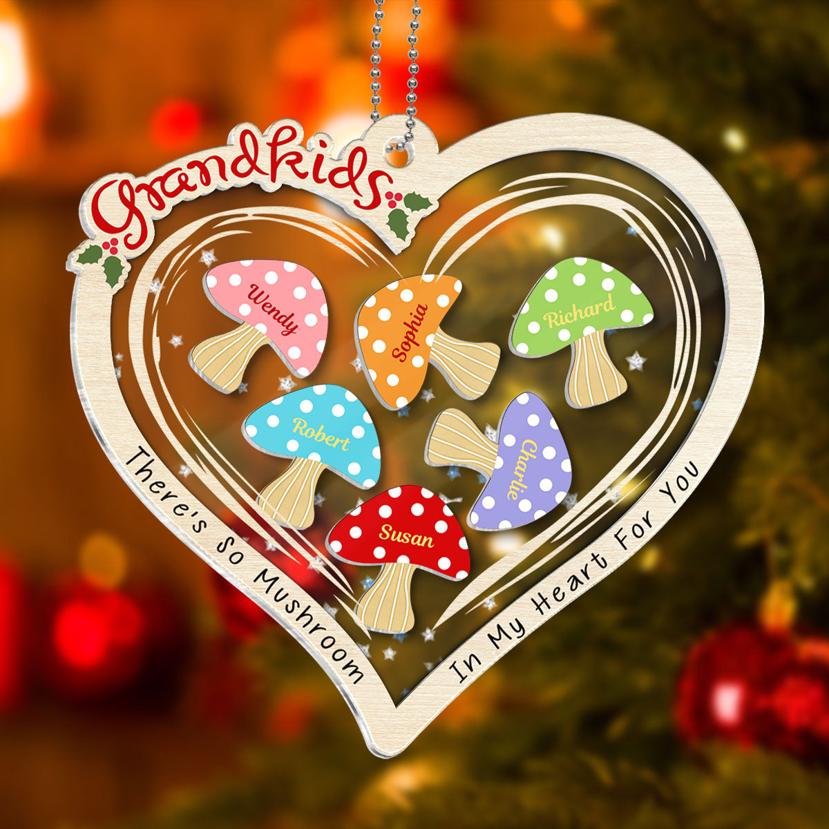 Grandkids There Is So Mushroom In My Heart For You Personalized Shaker Ornament