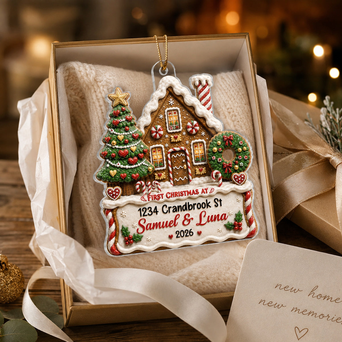 First Christmas In New Home - Personalized Acrylic Ornament - First Christmas Keepsake