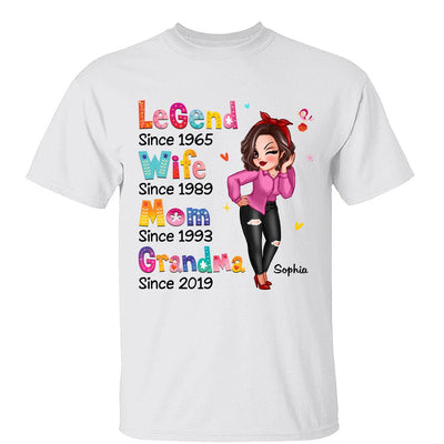 Colorful Pattern Sassy Legend Wife Mom Grandma Personalized Shirt