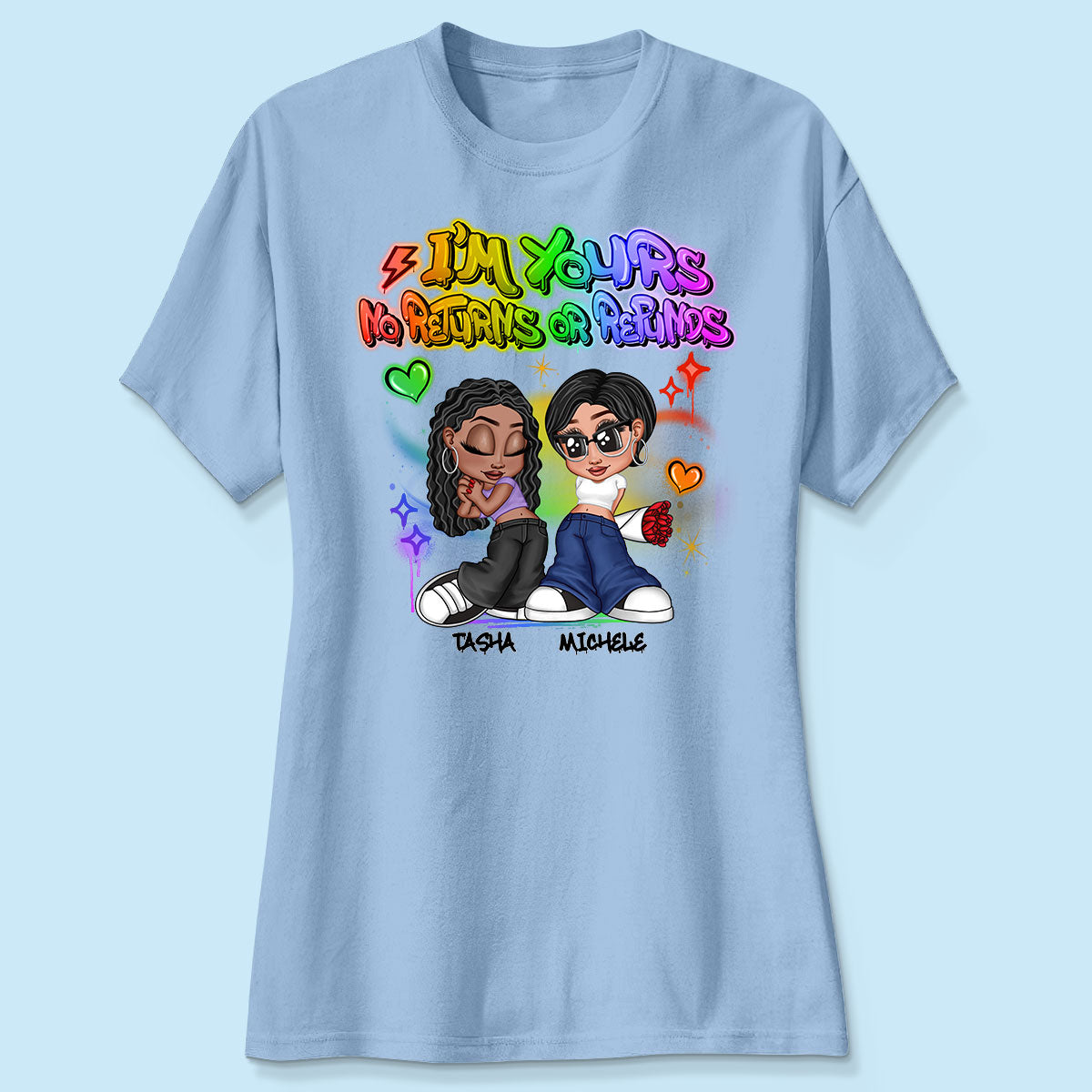 LGBT Y2K Couple Airbrushed Personalized Shirt, Pride Month Gift For Couple, For Him, For Her