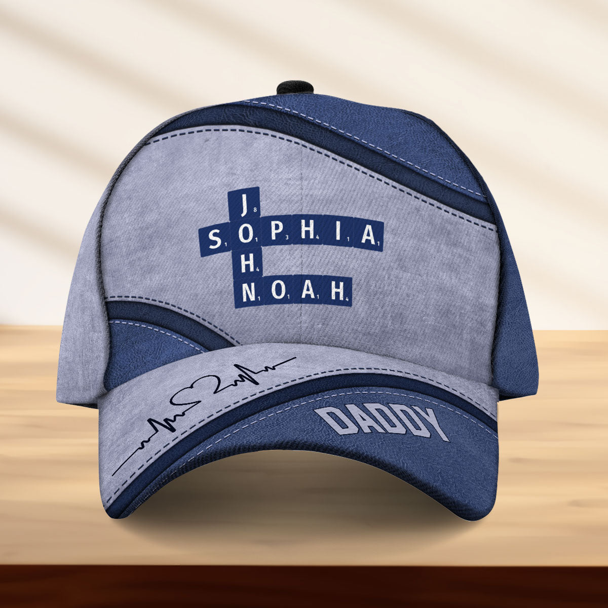Daddy's Team Crossword Puzzle Art Personalized Classic Cap, Gift for Dad