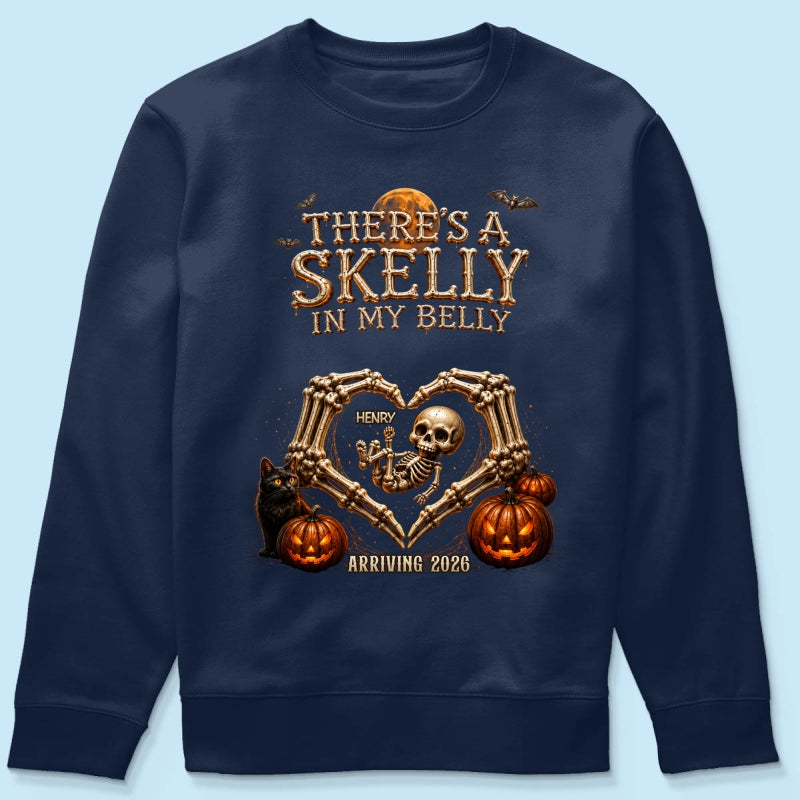 Skeleton Baby Halloween Pregnancy Announcement - Personalized Shirt - Gift For Her
