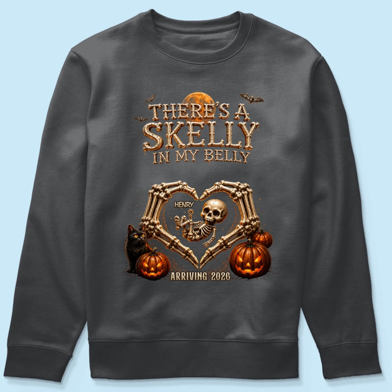 Skeleton Baby Halloween Pregnancy Announcement - Personalized Shirt - Gift For Her