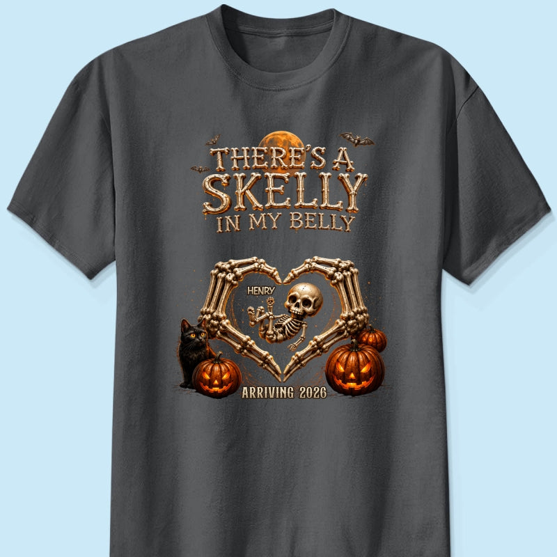Skeleton Baby Halloween Pregnancy Announcement - Personalized Shirt - Gift For Her