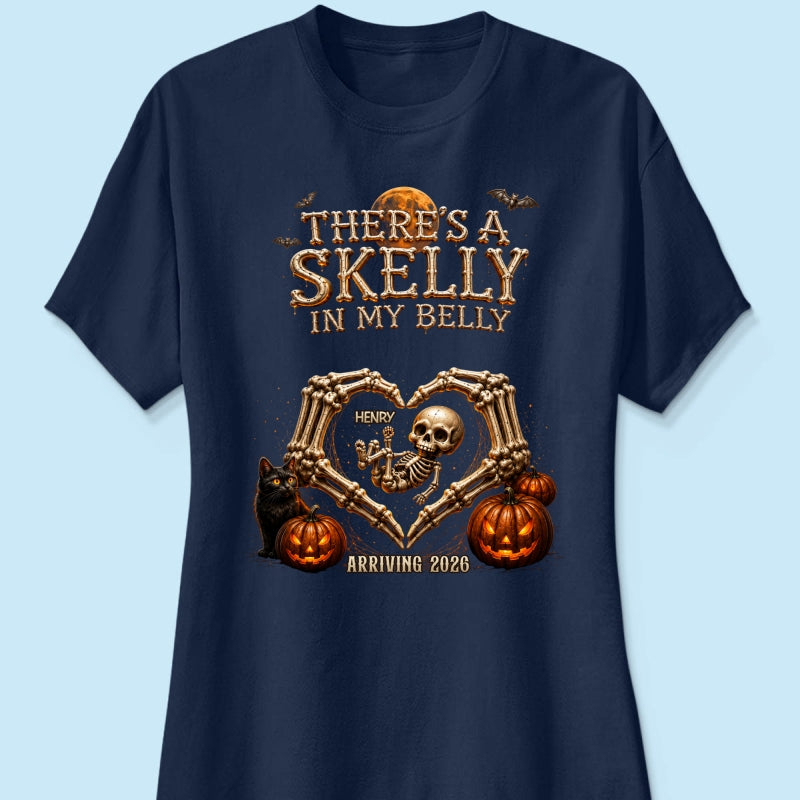 Skeleton Baby Halloween Pregnancy Announcement - Personalized Shirt - Gift For Her