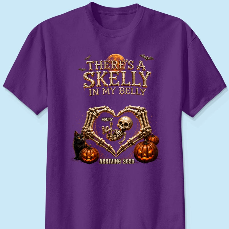 Skeleton Baby Halloween Pregnancy Announcement - Personalized Shirt - Gift For Her