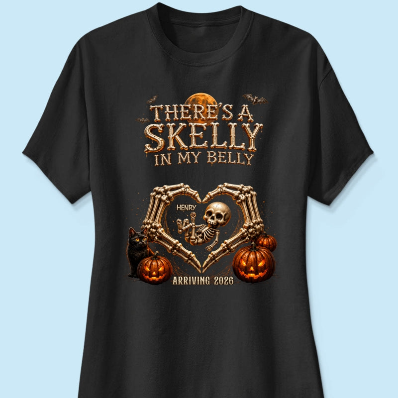 Skeleton Baby Halloween Pregnancy Announcement - Personalized Shirt - Gift For Her