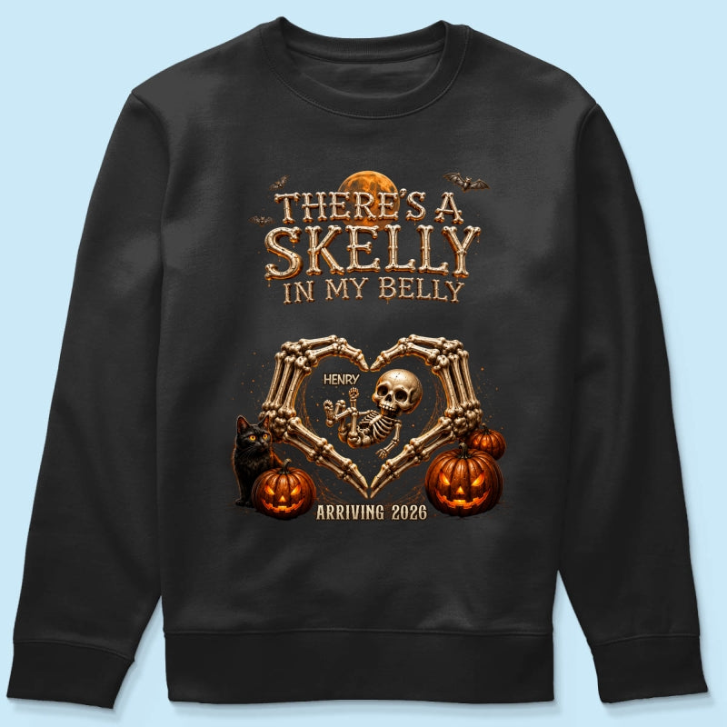 Skeleton Baby Halloween Pregnancy Announcement - Personalized Shirt - Gift For Her
