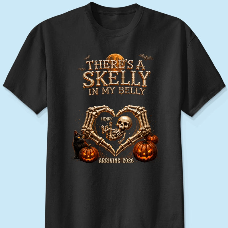 Skeleton Baby Halloween Pregnancy Announcement - Personalized Shirt - Gift For Her