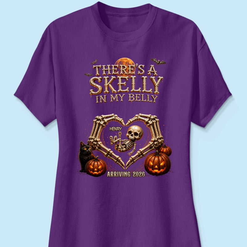 Skeleton Baby Halloween Pregnancy Announcement - Personalized Shirt - Gift For Her