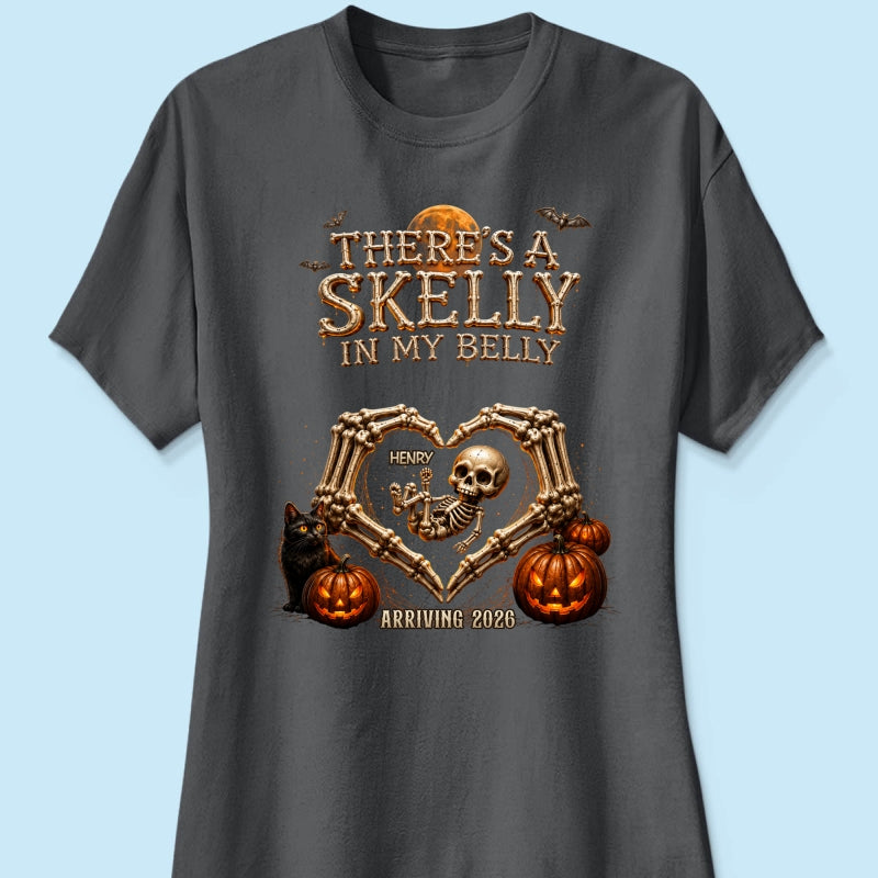 Skeleton Baby Halloween Pregnancy Announcement - Personalized Shirt - Gift For Her