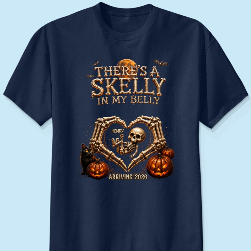 Skeleton Baby Halloween Pregnancy Announcement - Personalized Shirt - Gift For Her