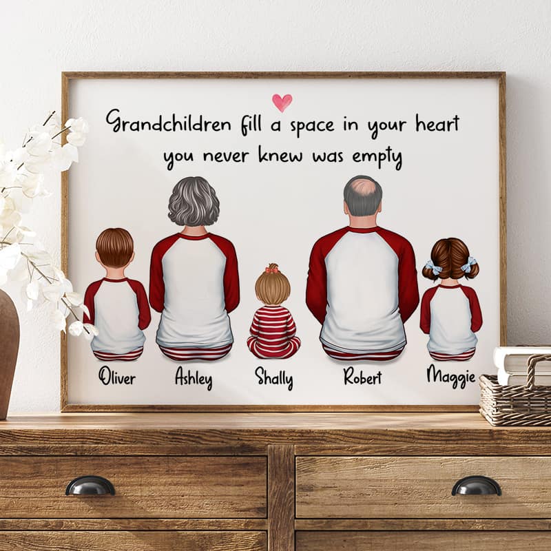 Grandchildren Fill A Place In Your Heart Grandma Grandpa Grandparents Personalized Poster