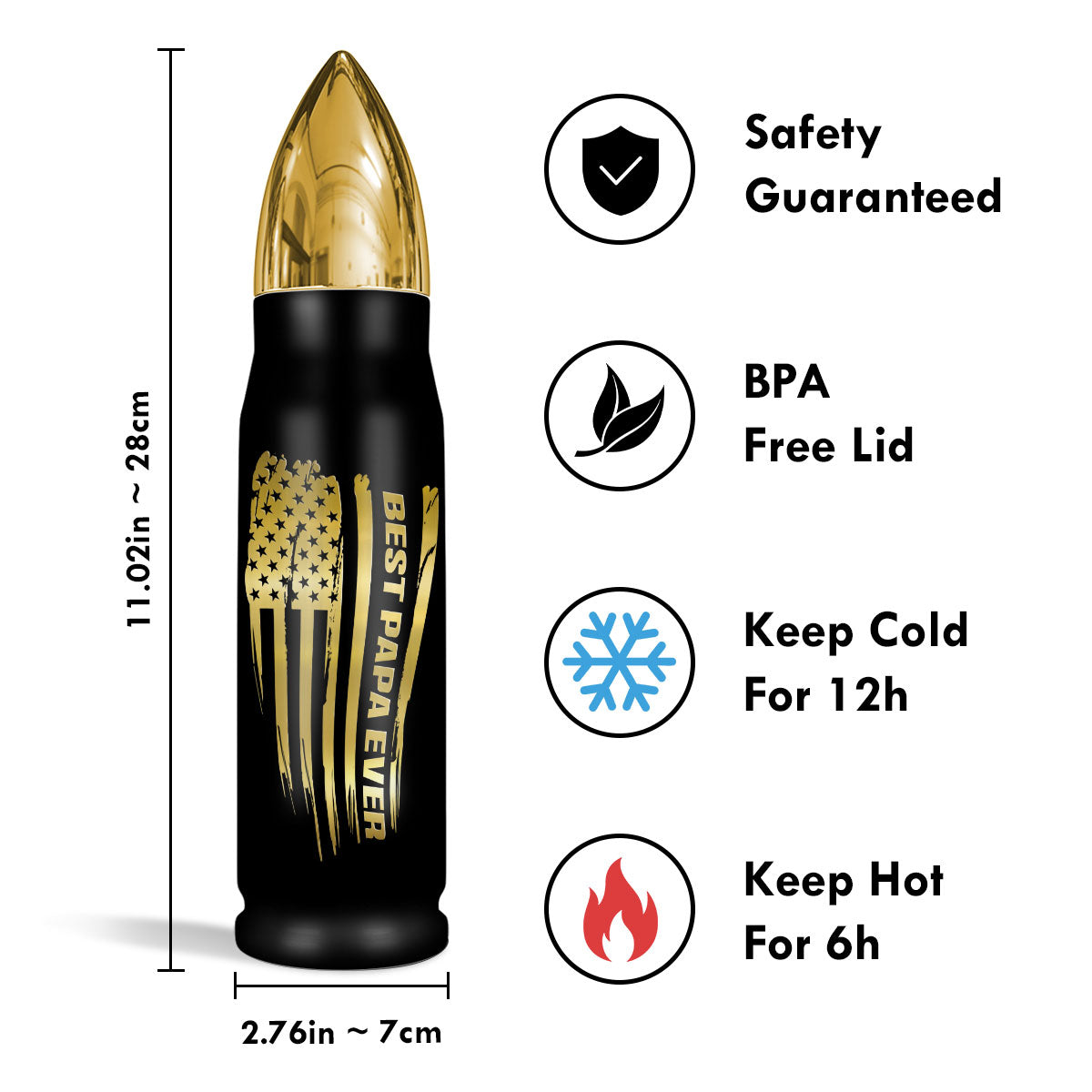 Nation Flag Best Dad Grandpa Ever Personalized Bullet Tumbler, Gift For Dad, Grandpa, Husband