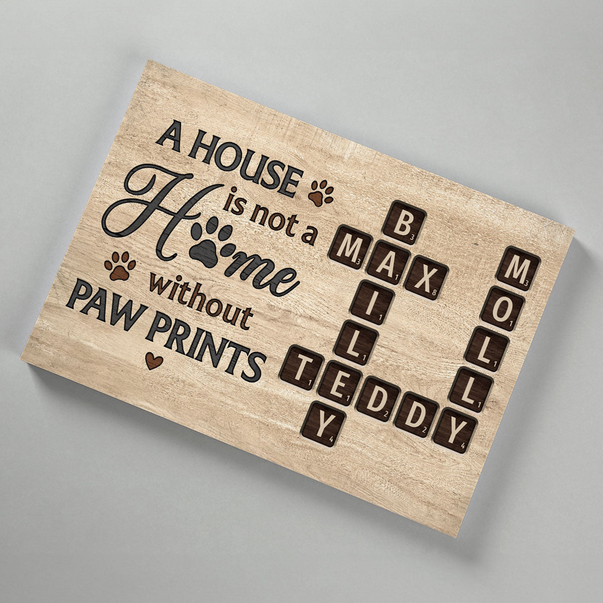 Pet Lover Home Decor Home With Paw Prints Crossword Puzzle Art Personalized Canvas