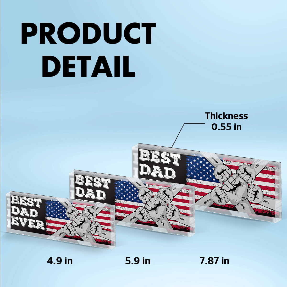 Best Dad Grandpa Ever Nation Flag Fist Bump Personalized Acrylic Block Plaque