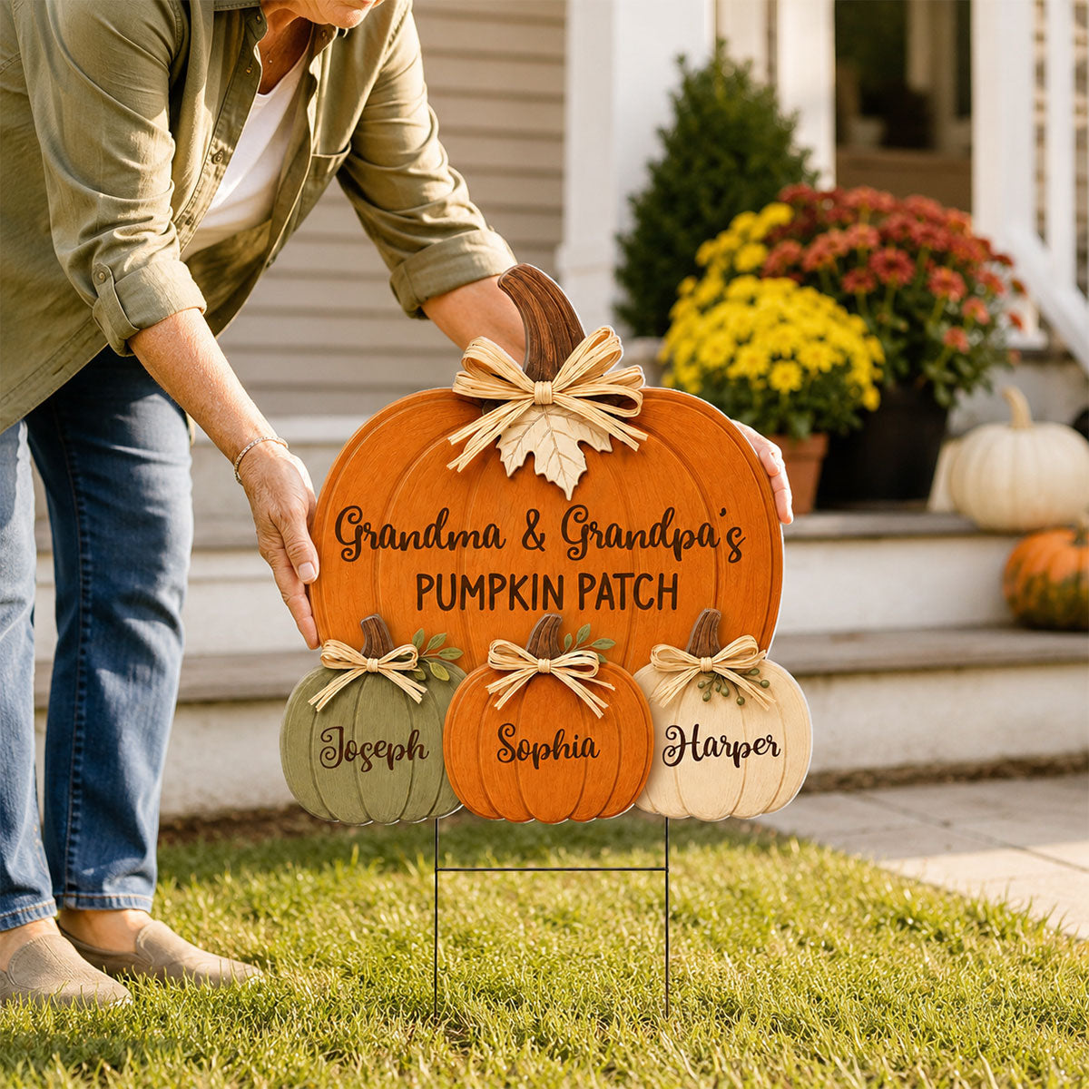 Cozy Rustic Fall Vibe Grandpa Grandma's Pumpkin Patch - Personalized Yard Sign - Fall Decor For Grandparents