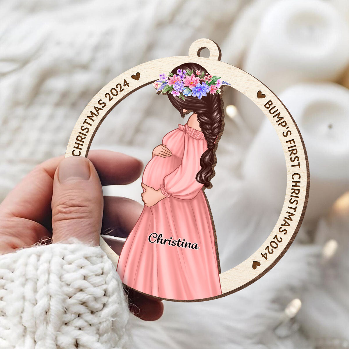 Baby Bump’s First Christmas Ornament Gift Expecting Mommy to Be Christmas Pregnancy Wooden Ornament