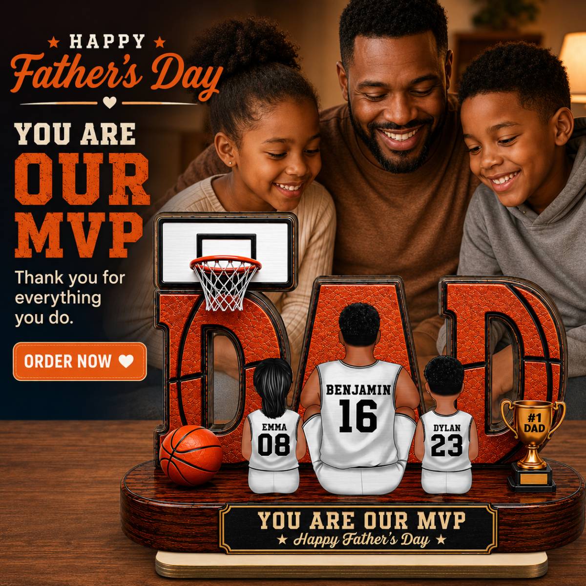 [UP TO 38% OFF] Basketball Dad Legend Daddy's Dream Team - Personalized 2-Layered Wooden Plaque - Unique Father's Day Gift For Dad, Husband, Basketball Fans