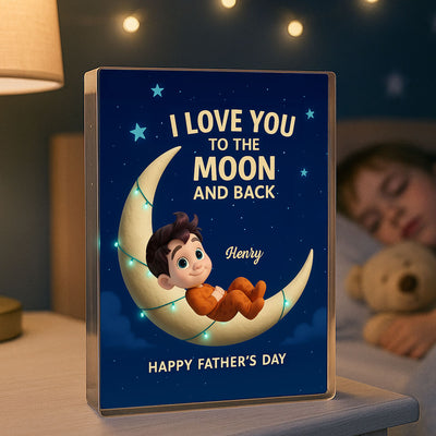 I Love You to the Moon and Back Personalized Acrylic Block Plaque, Father's Day Gift for Dad