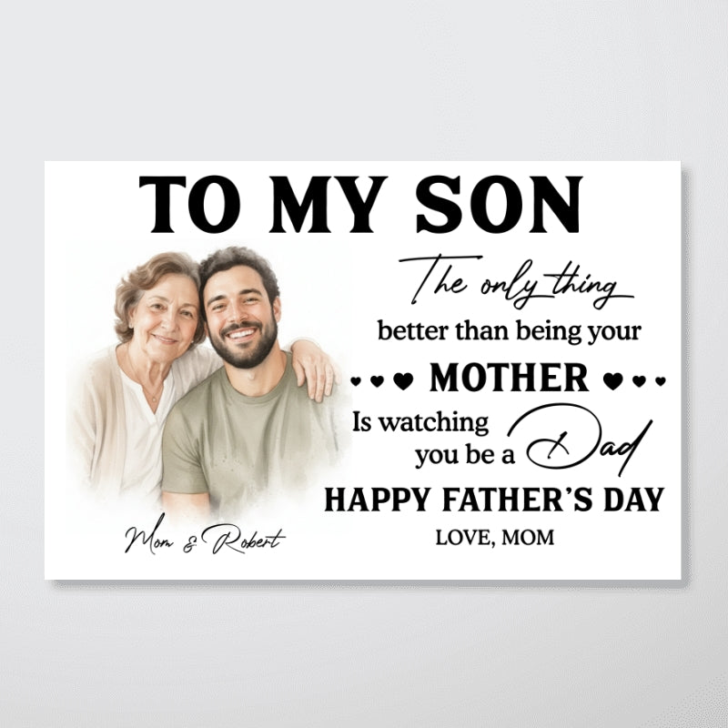 Watercolor Style To My Son From Mom - Personalized Poster - Father's Day Gift For Son