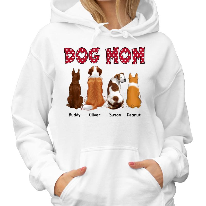 Dog Mom Polka Dot Sitting Dog Back View Personalized Shirt