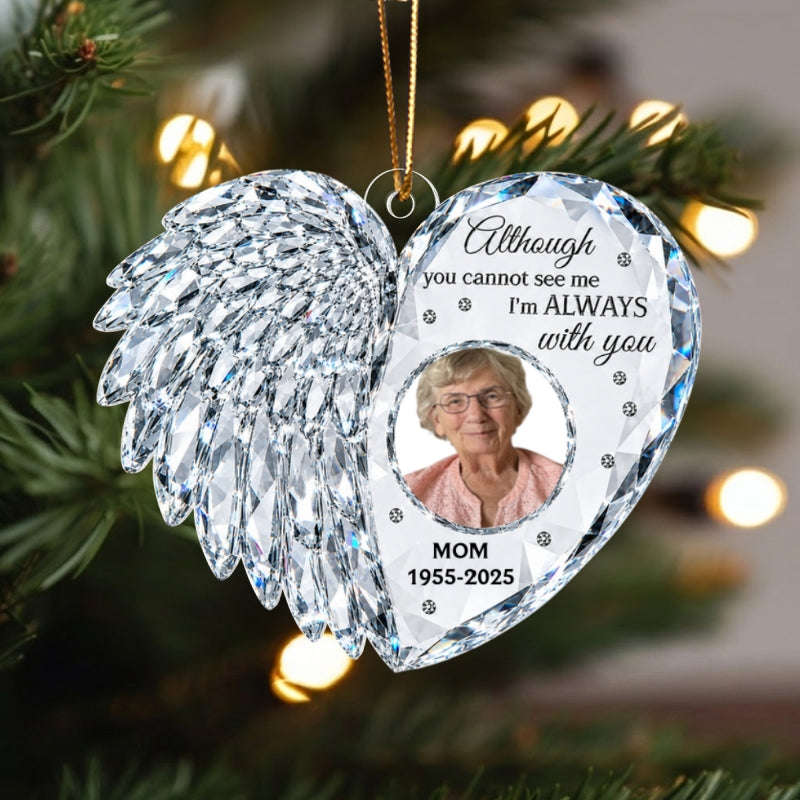 Heart Memorial Angle Wing Custom Photo - Personalized Acrylic Ornament - Memorial Gift For Loss Of Loved Ones