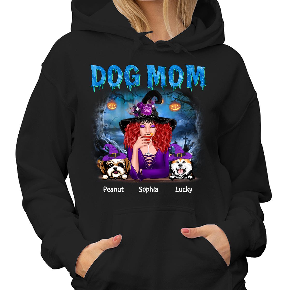 Halloween Blue Forest Night Dog Mom Personalized Shirt
