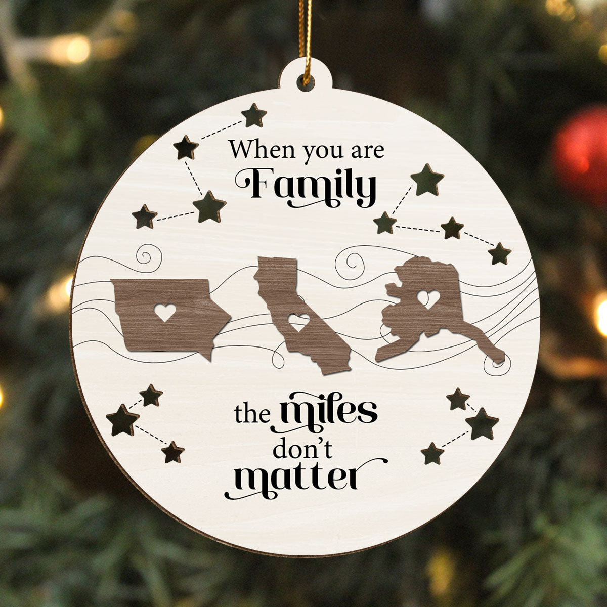 Upsell Long Distance Christmas Card - WOODEN ORNAMENT CUSTOM SHAPE