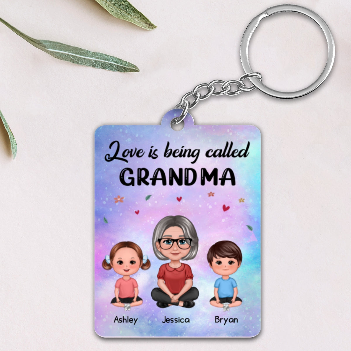 Love Being Called Grandma Pretty Grandma Grandkids Sitting Personalized Acrylic Keychain