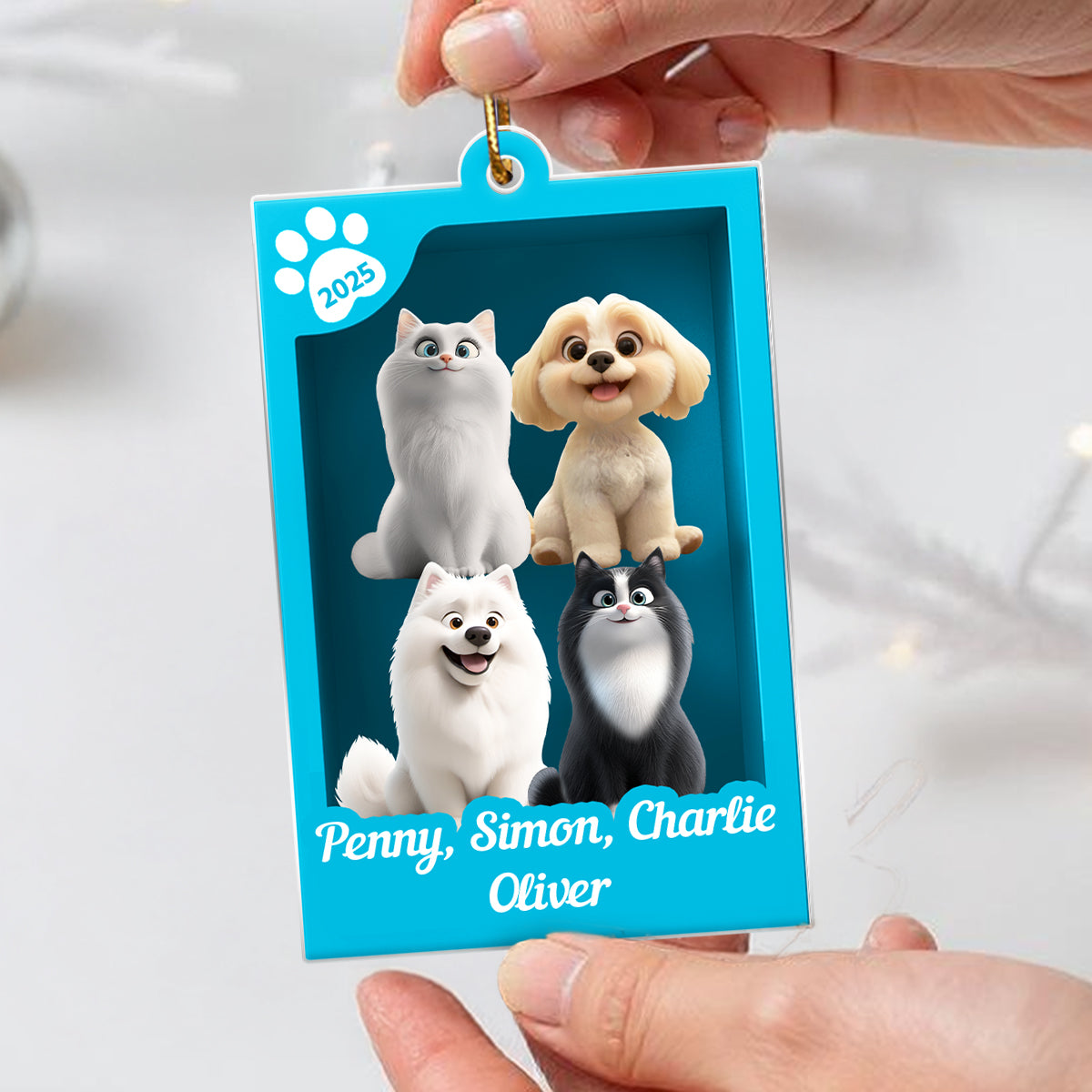 Cute Pet In Toy Box - Personalized Acrylic Ornament - Christmas Gift For Dog Cat Lovers