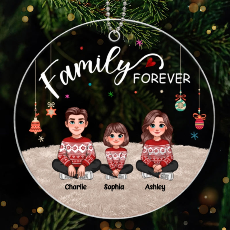 Animated Family Forever Christmas Personalized Acrylic Ornament
