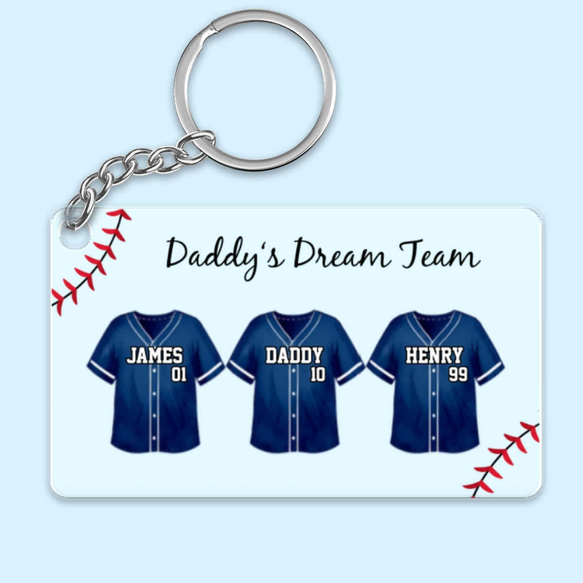 Daddy Team Baseball Personalized Acrylic Keychain