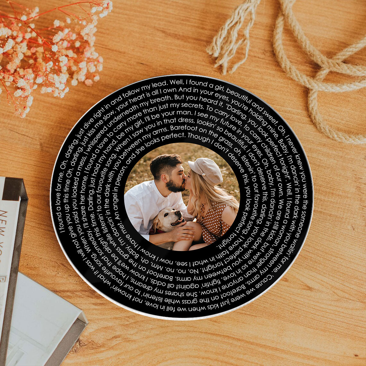 Couple Besties Family Photo Favorite Song Lyrics Personalized Acrylic Record Plaque, Heartfelt Gift For Couple, For Him, For Her, Boyfriend, Girlfriend, Husband, Wife