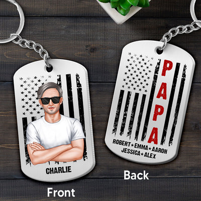 Nation Flag Dad Grandpa Personalized Metal Keychain