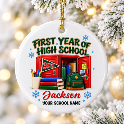 First Year Of High School 2026 - Personalized Ceramic Ornament - Christmas Gift For Boys Girls Kids Grandkids