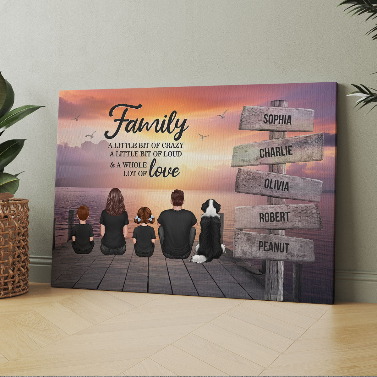 Family A Little Whole Lot of Love Sign Posts Personalized Wrapped Canvas, Heartfelt 2025 Father's Day Gift For Dad, Husband