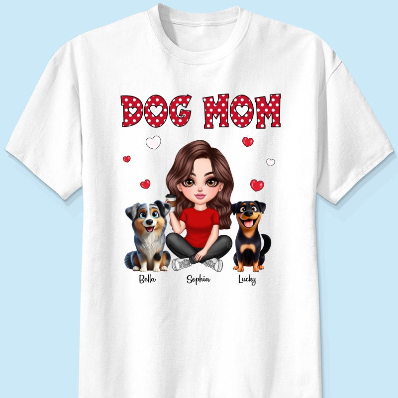 Polka Dot Cute 3D Dog Mom Personalized Shirt
