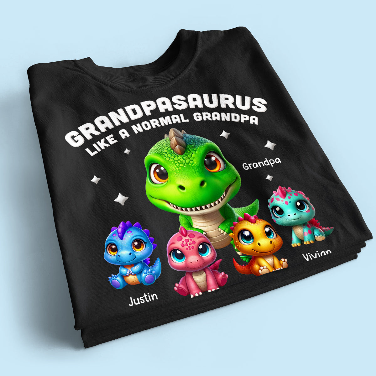 Daddysaurus Grandpasaurus 3D Dinosaurs Personalized Shirt, Father's Day Gift For Dad, For Grandpa