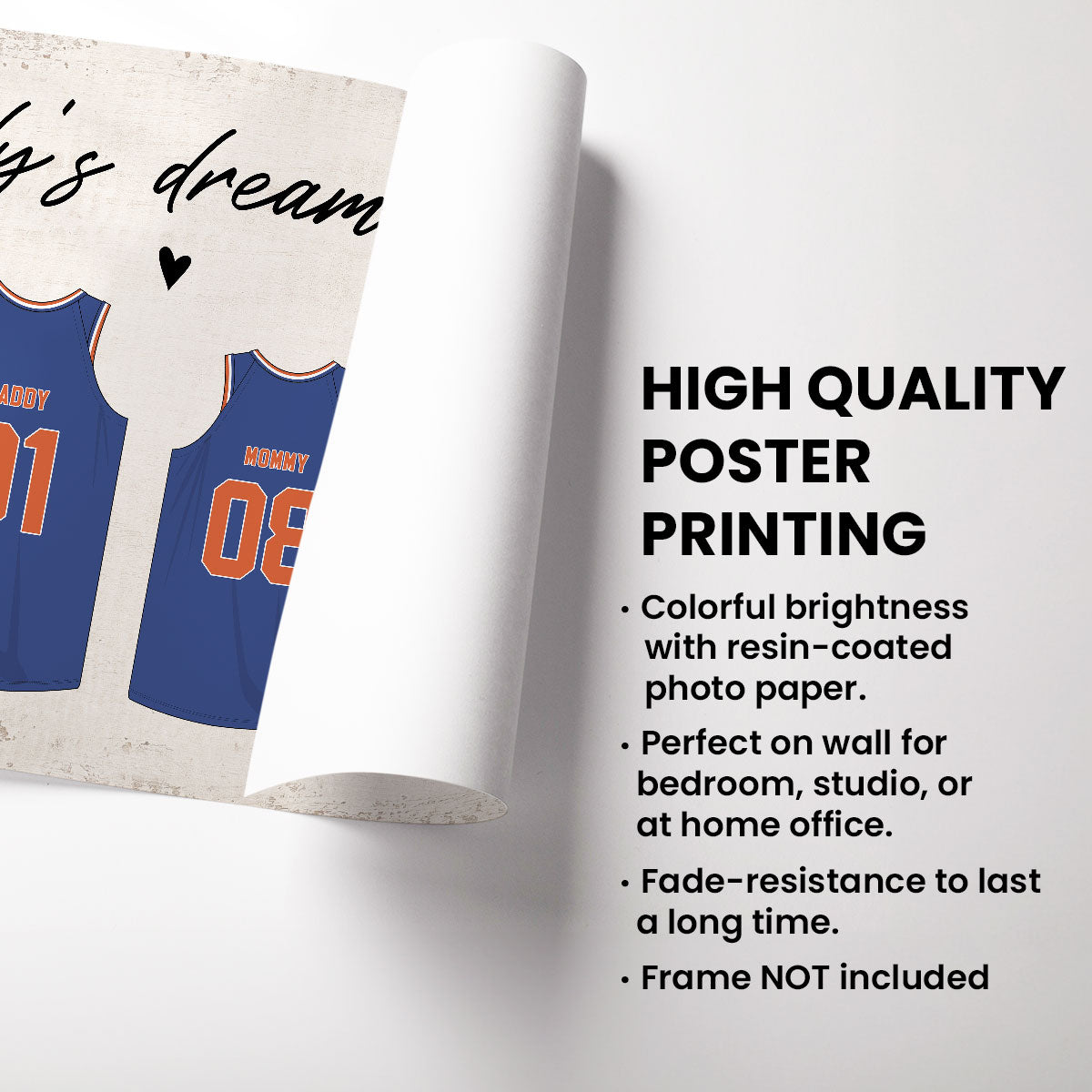 Daddy‘s Dream Team Basketball Personalized Poster, Gift For Dad Husband