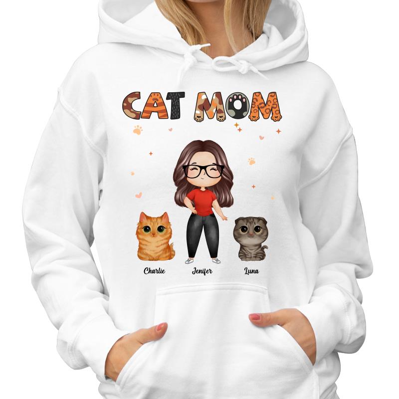 Watercolor Woman And Watercolor Cute Cats Cat Mom Pattern Personalized Shirt