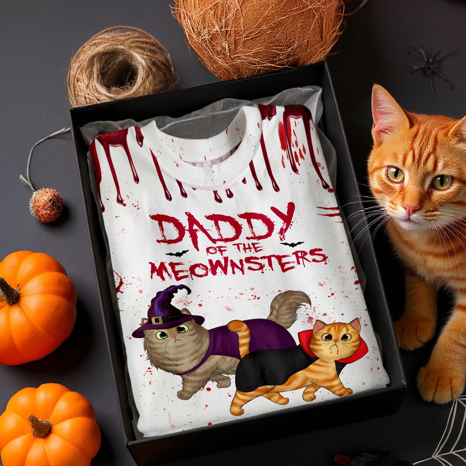 Halloween Mommy Daddy Of The Meownsters Walking Cats Personalized 3D Shirt