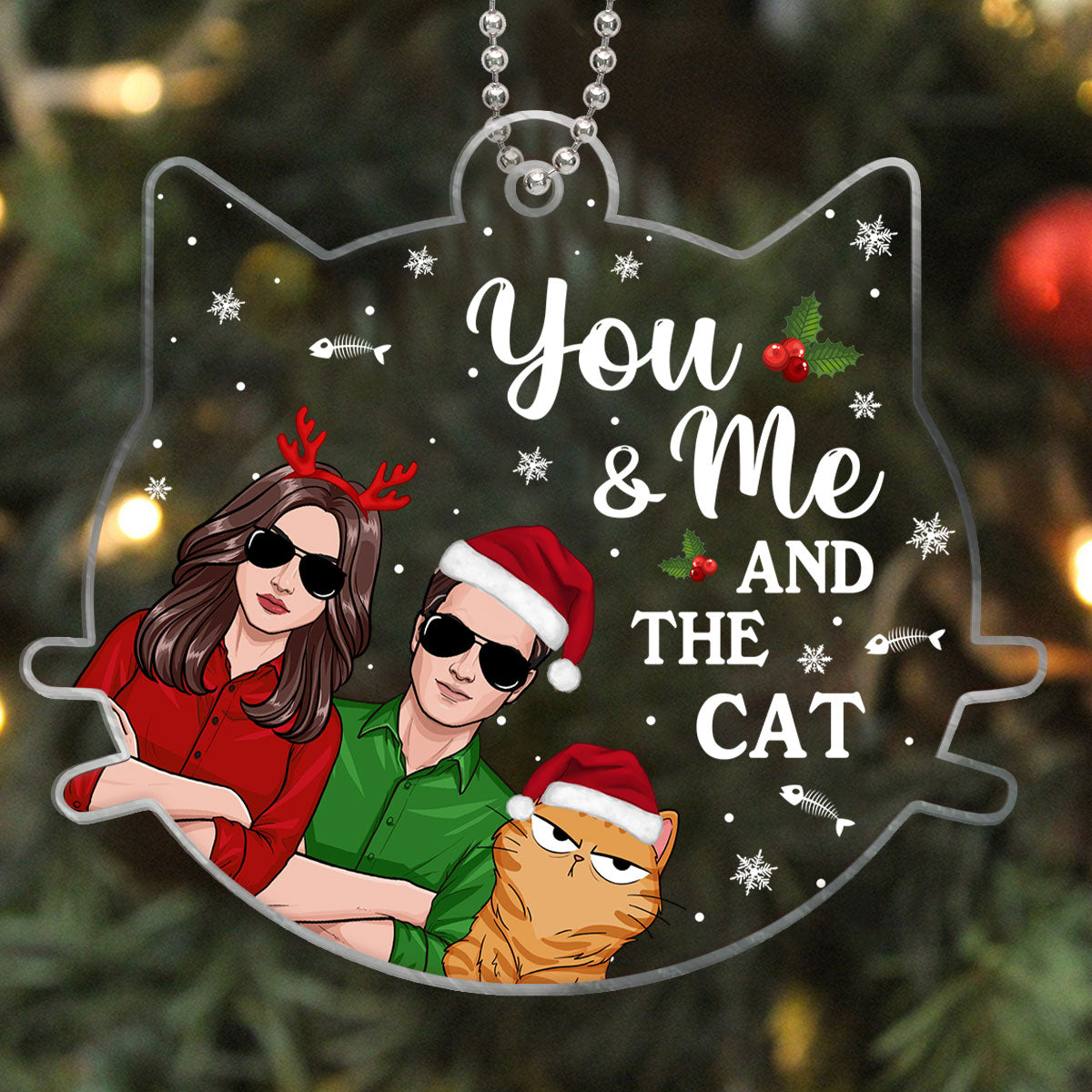 Couple And The Cats Funny Expressions Personalized Acrylic Ornament