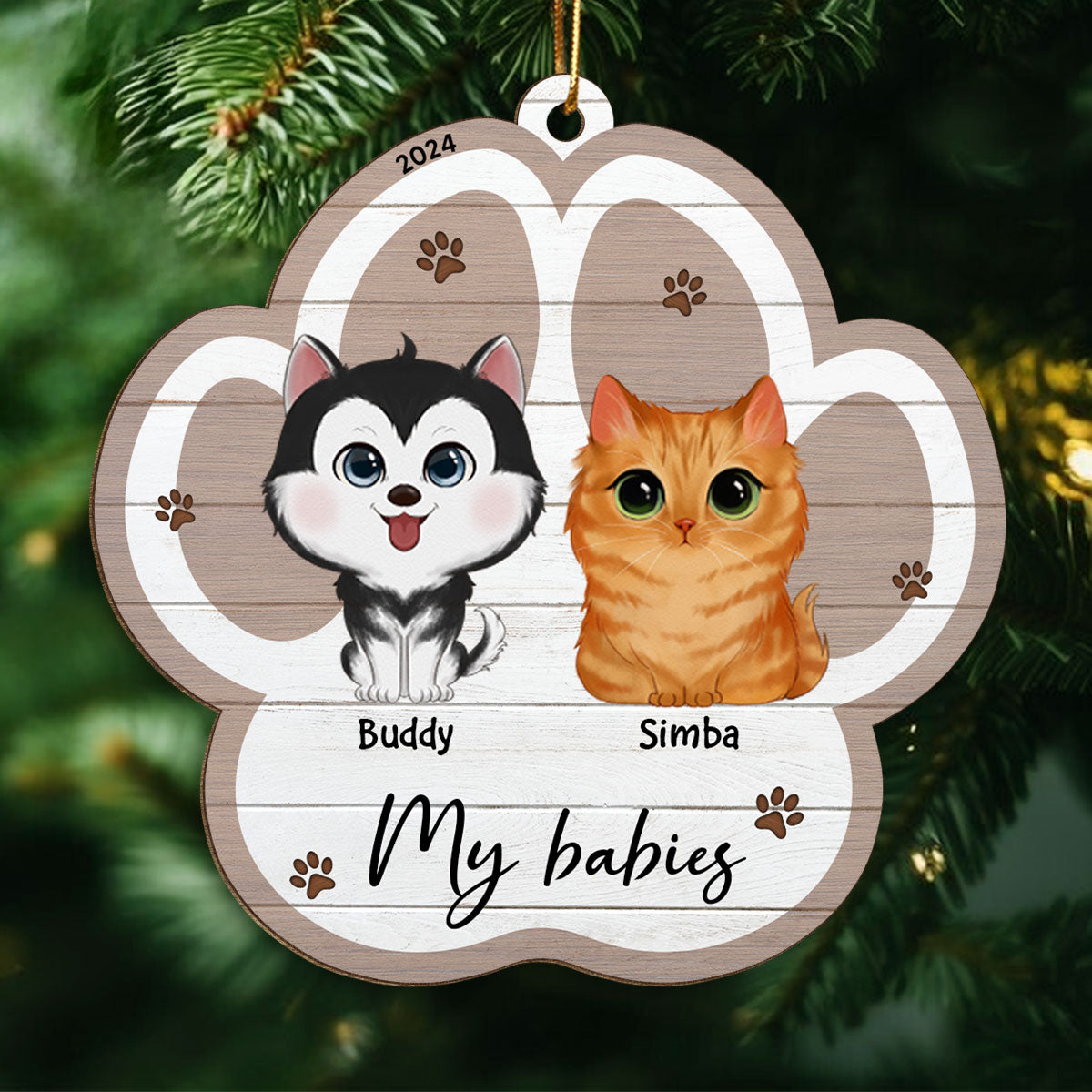 Merry Christmas Pet Lover Christmas Decor Personalized Wooden Ornament