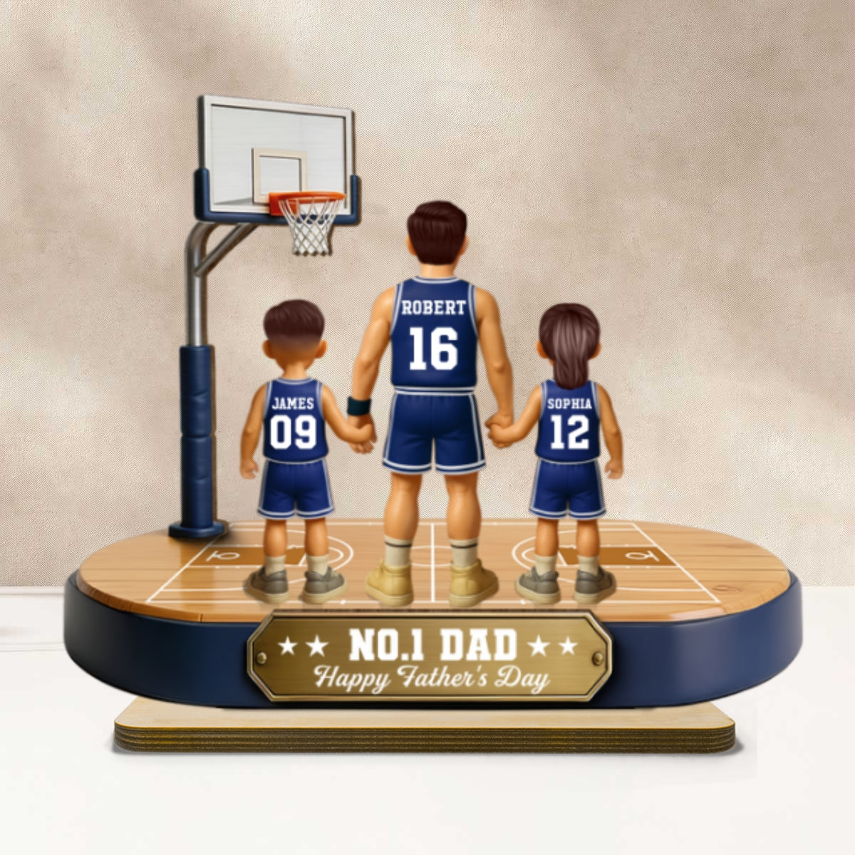 Daddy's Basketball Dream Team - Personalized 2-Layered Wooden Plaque - Father's Day Gift For Basketball Dad