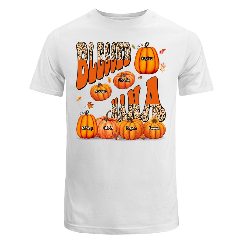 Blessed Grandma Mom Fall Season Patterned Pumpkins Personalized Shirt